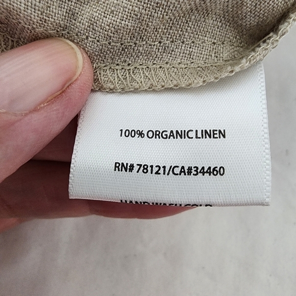 EILEEN FISHER Organic Linen Dress Sequin  Natural Tan Silver Khaki Size 8 - Picture 5 of 15